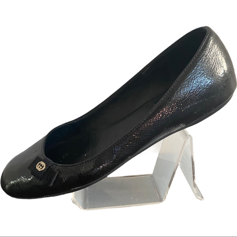 Gucci Black Patent Ballet Flats Ribbon Sz 9